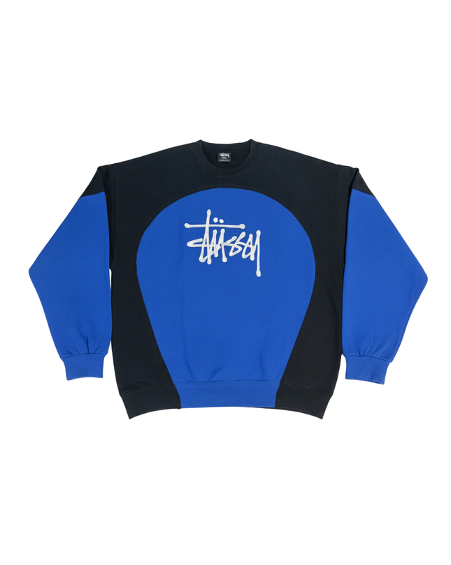 Stussy Black and Blue Two-Tone Logo Sweatshirt