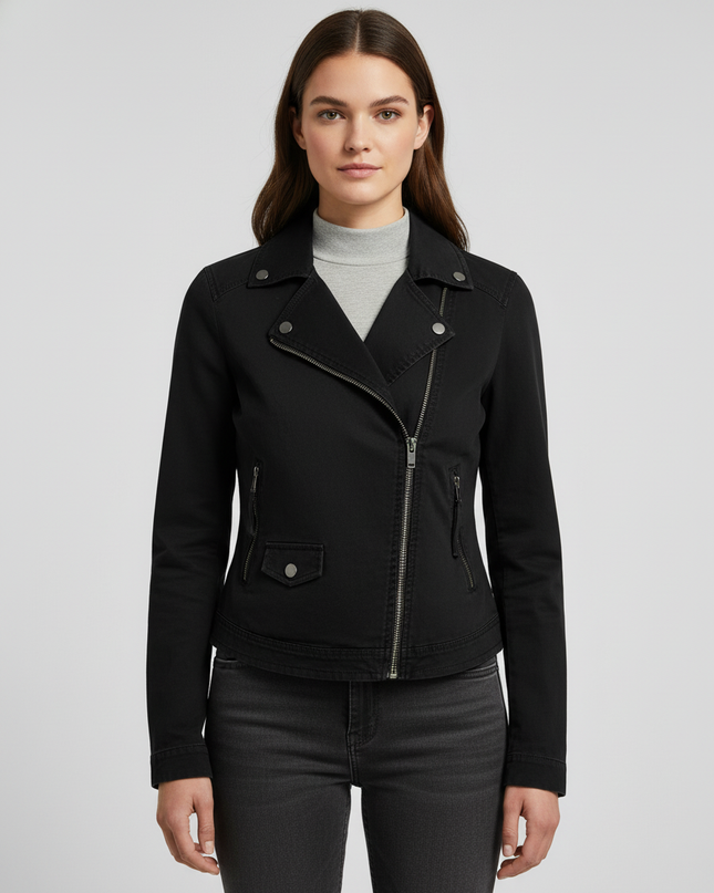 Guess Black Asymmetrical Zip Utility Moto Jacket
