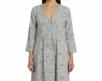 Roxy Grey Floral Print Button-Front Casual Mini Dress