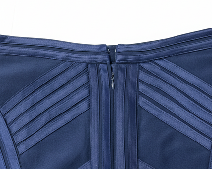 ELLE Blue Textured Ribbon Detail Pencil Skirt