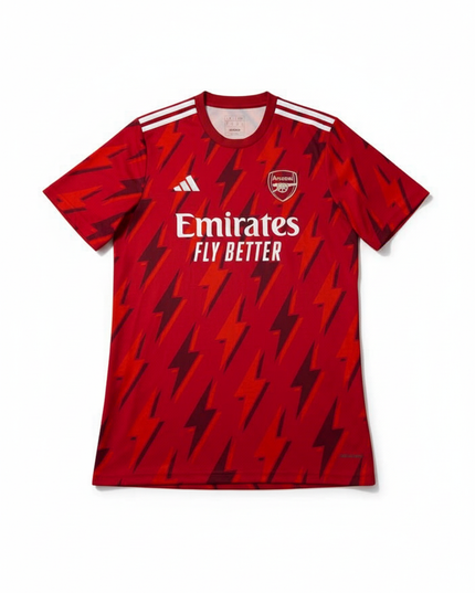 Adidas Arsenal FC 2023-24 Red Lightning Pattern Pre-Match Soccer Jersey
