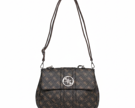 Guess Brown Signature Logo Crossbody Bag