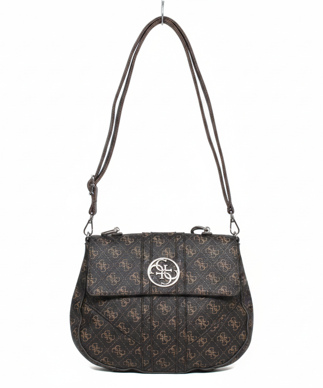 Guess Brown Signature Logo Crossbody Bag