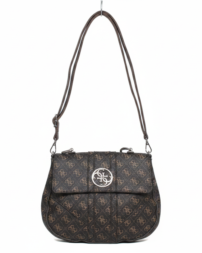 Guess Brown Signature Logo Crossbody Bag