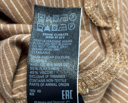M&S Collection Brown Striped Linen Blend Shirt Dress