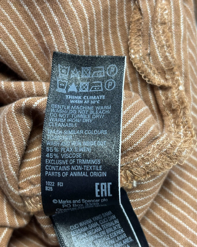 M&S Collection Brown Striped Linen Blend Shirt Dress