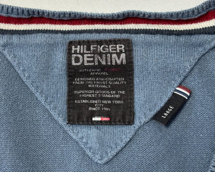 Hilfiger Denim Blue V-Neck Cotton Blend Sweater