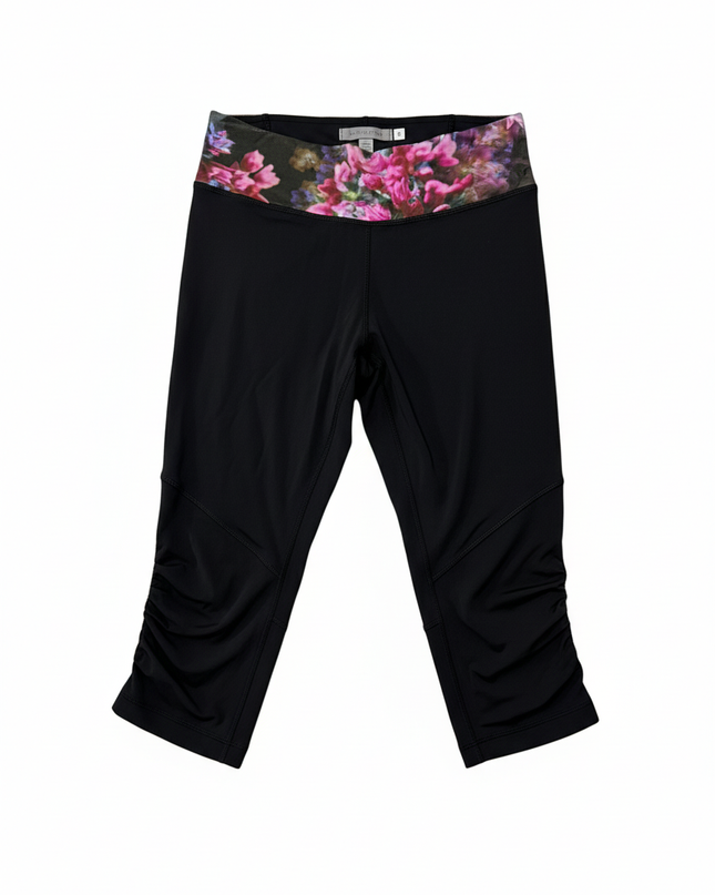Lululemon Black Floral Waistband Capri Leggings