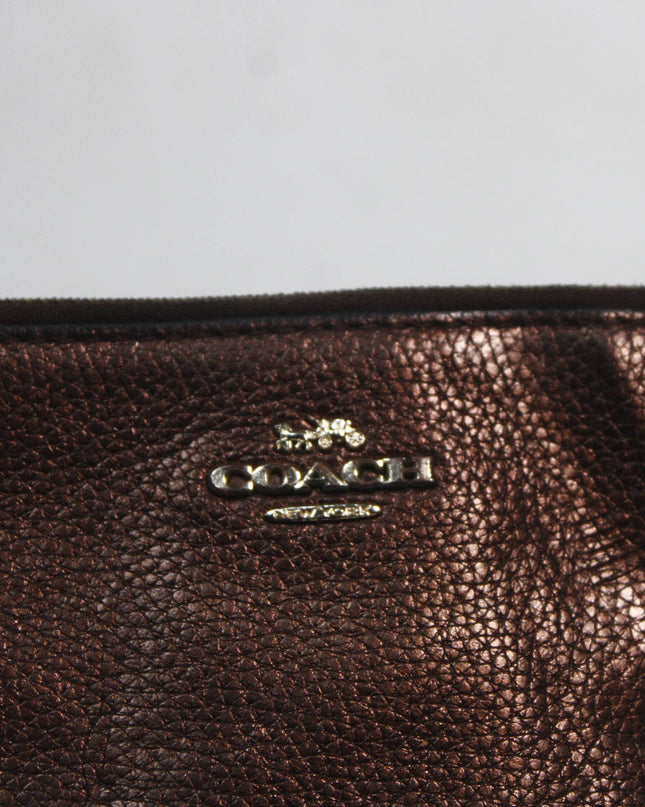 Coach Bronze Metallic Pebbled Leather Wristlet
