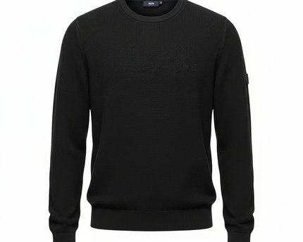 BOSS Black Waffle Knit Crewneck Sweater