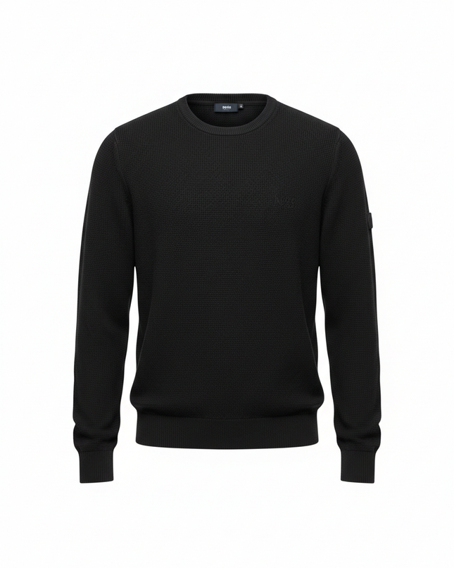 BOSS Black Waffle Knit Crewneck Sweater