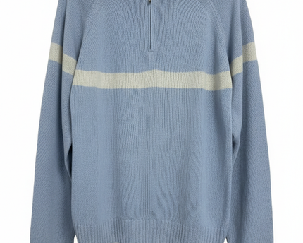 Tommy Hilfiger Light Blue Quarter-Zip Knit Sweater