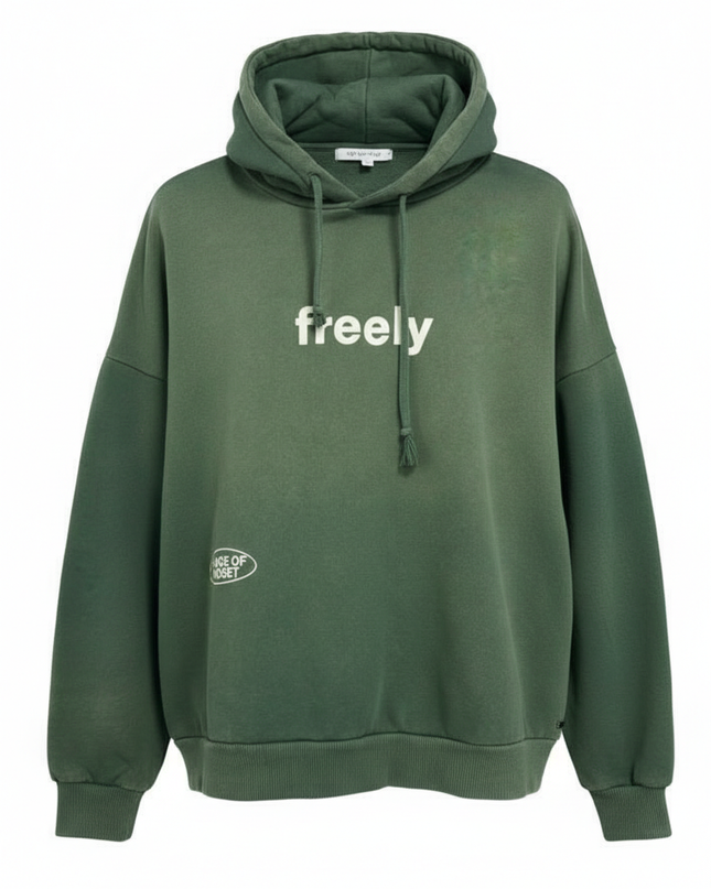 Pull&Bear Green Graphic 'Freely' Oversized Hoodie