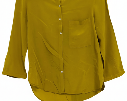 Zara Basic Mustard Yellow Button-Up with Chest Pocket Blouse