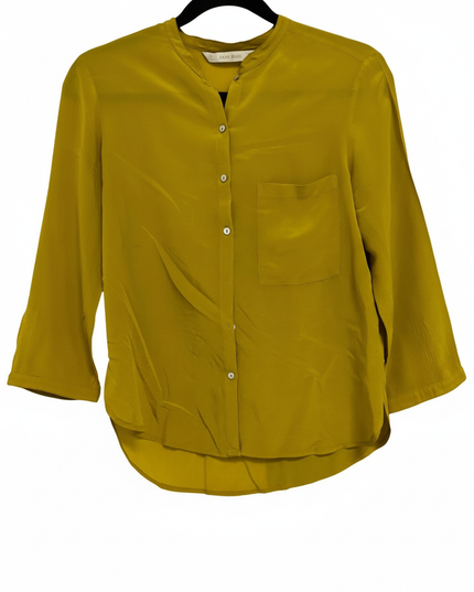 Zara Basic Mustard Yellow Button-Up with Chest Pocket Blouse