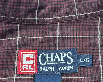 Chaps Ralph Lauren Burgundy Grid Check Cotton Button-Down Shirt