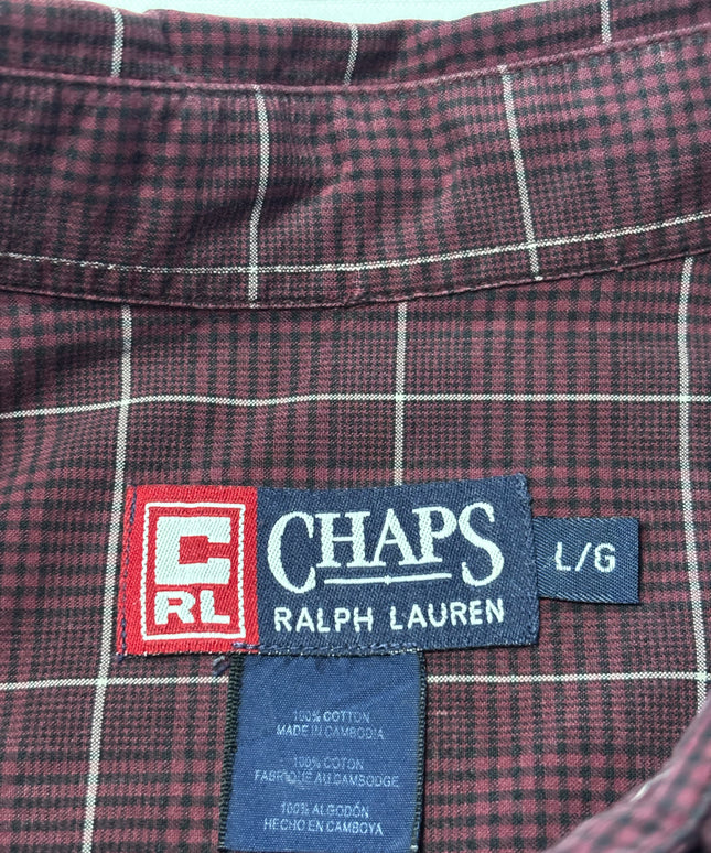 Chaps Ralph Lauren Burgundy Grid Check Cotton Button-Down Shirt