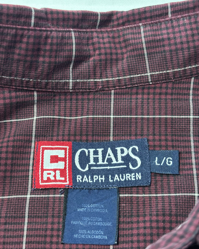 Chaps Ralph Lauren Burgundy Grid Check Cotton Button-Down Shirt