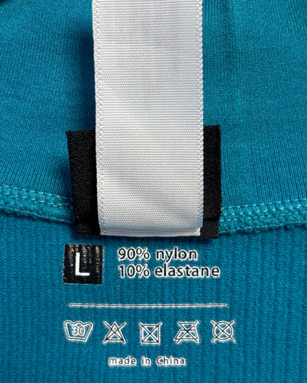 FRWD Teal Long Sleeve Half-Zip Ribbed Crop Top