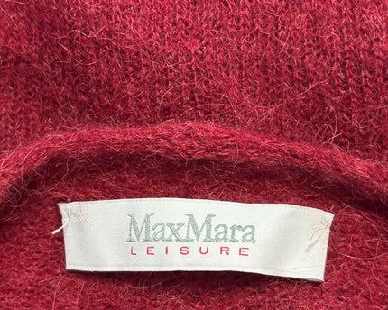 MaxMara Leisure Maroon Mohair and Alpaca Blend Belted Cardigan