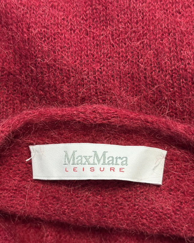 MaxMara Leisure Maroon Mohair and Alpaca Blend Belted Cardigan