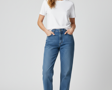 Lee High-Waisted Blue Tapered Leg Jeans