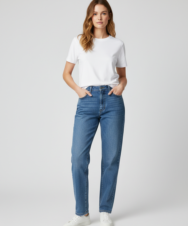 Lee High-Waisted Blue Tapered Leg Jeans