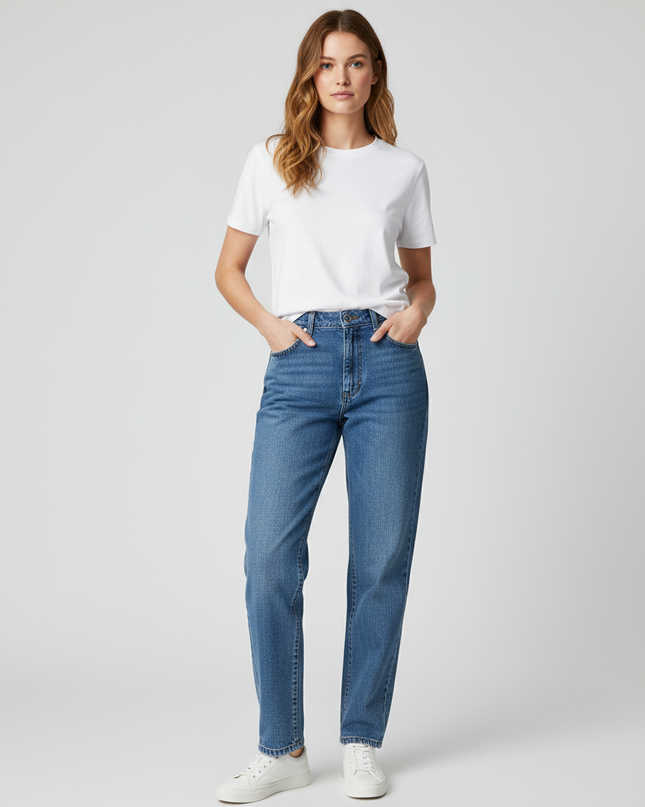 Lee High-Waisted Blue Tapered Leg Jeans