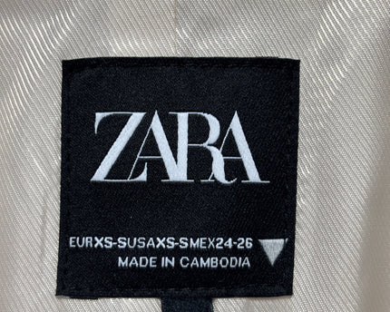 Zara Cream Oversized Textured Faux Fur Blazer Coat