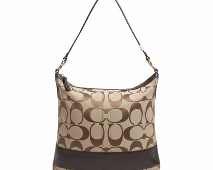 Coach Brown Signature Monogram Canvas Hobo Bag