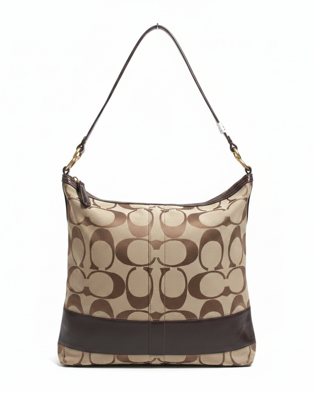 Coach Brown Signature Monogram Canvas Hobo Bag