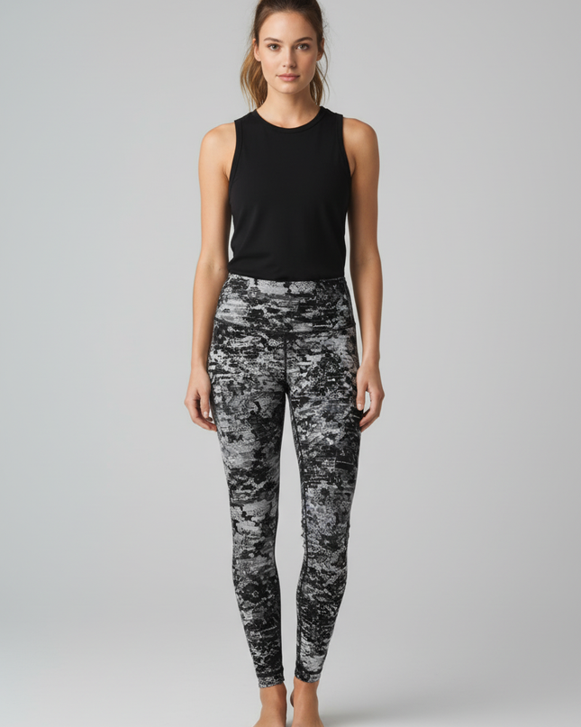 Lululemon Black and White Print Cropped Leggings