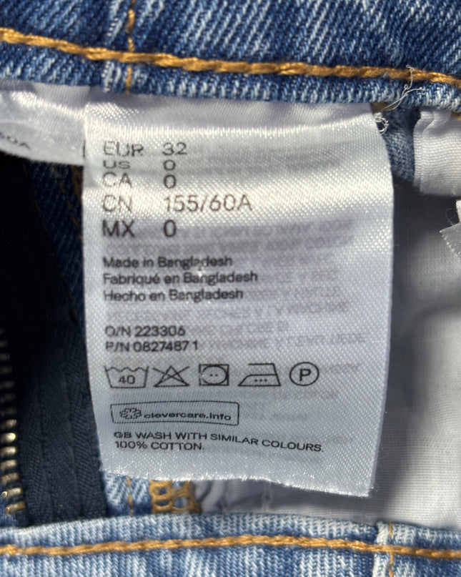 H&M Divided Blue Denim Paperbag Mini Skirt