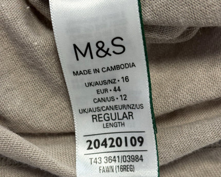 M&S Fawn Linen Blend Split Neck Tie Top