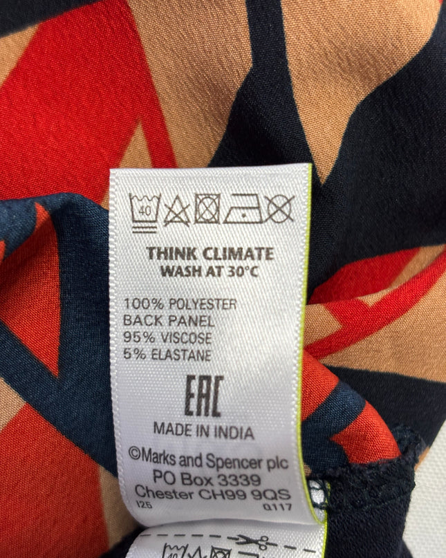 M&S Collection Red Mix Geometric Print Mixed-Media Top