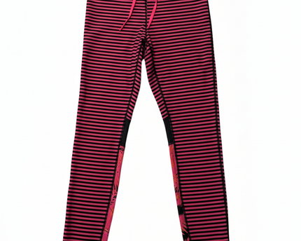 Roxy Pink/Black Striped Tropical Detail Athletic Leggings