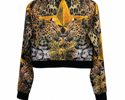 MIAO MIAO COUTURE Multicolor Leopard Print Cropped Bomber Jacket