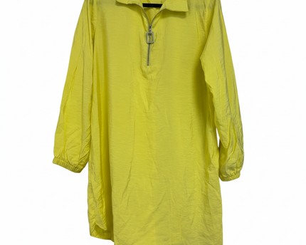 DeFacto Yellow Quarter-Zip Long Sleeve Tunic Dress