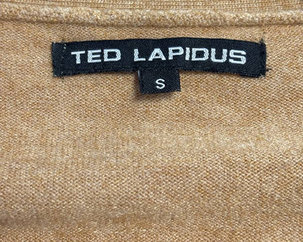 Ted Lapidus Tan Cashmere Silk Blend V-Neck Cardigan