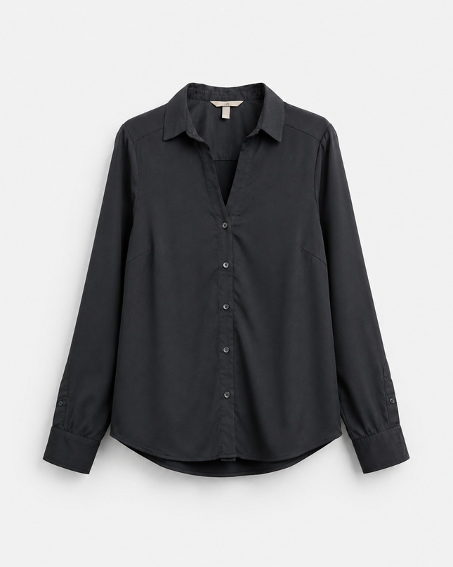 H&M Blue Button-Up Long Sleeve Blouse