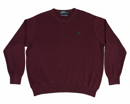 Polo Ralph Lauren Maroon Ribbed Knit Crew Neck Sweater