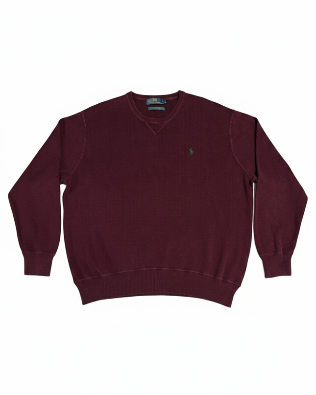 Polo Ralph Lauren Maroon Ribbed Knit Crew Neck Sweater