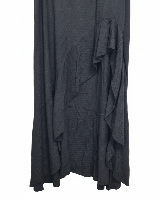 Billabong Black Textured Ruffle Hem Maxi Dress