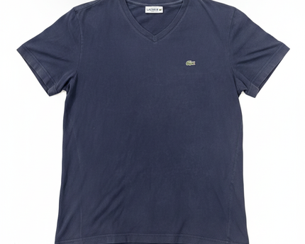 Lacoste Navy Blue V-Neck Pima Cotton T-Shirt