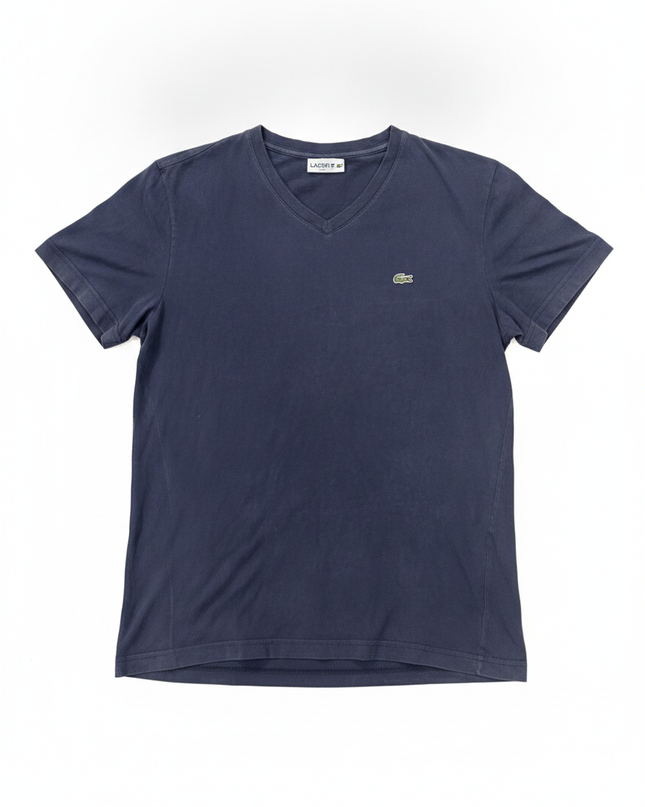 Lacoste Navy Blue V-Neck Pima Cotton T-Shirt
