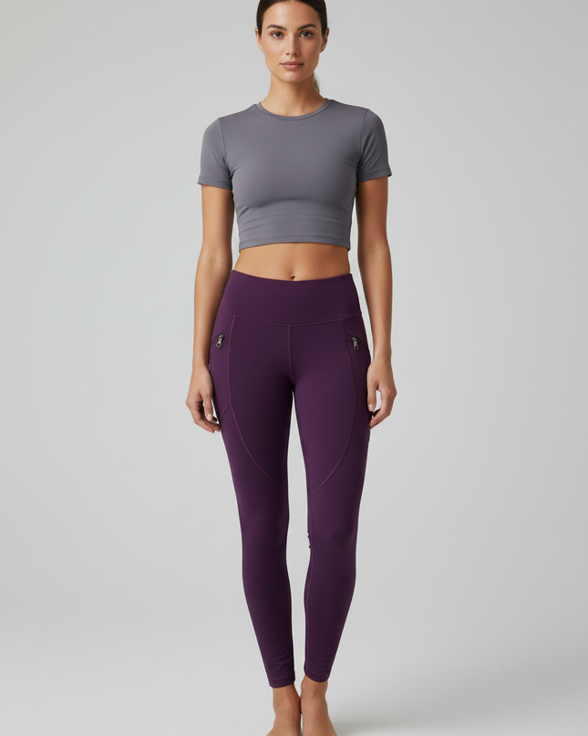 Lululemon Purple Zipper Pocket Fleece Lined Leggings