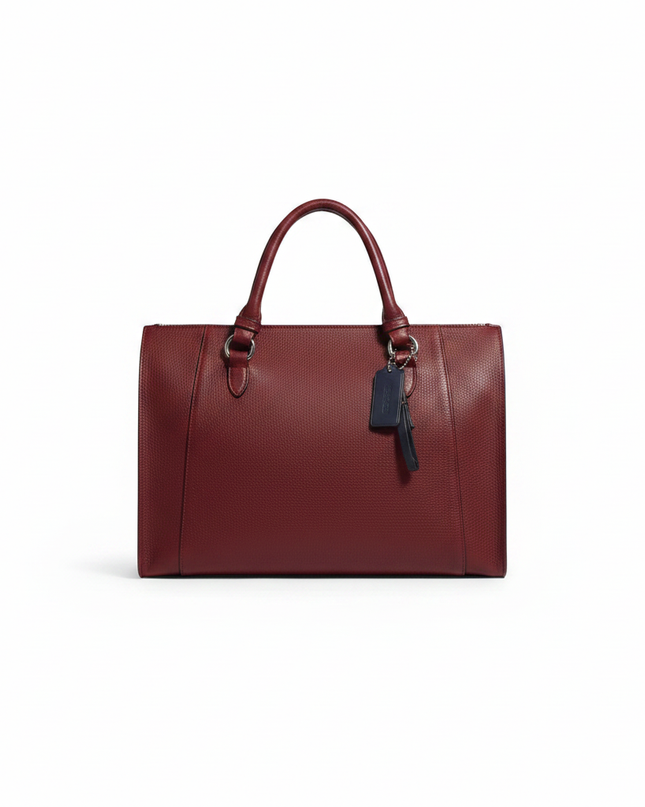 Coach Red Pebbled Leather Satchel Handbag