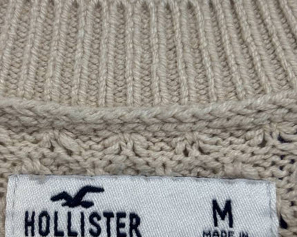 Hollister Beige Pointelle Knit Cropped Sweater