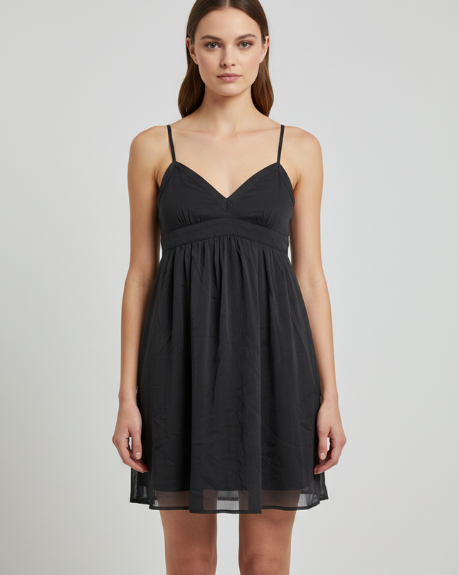 American Eagle Black Empire Waist Chiffon Mini Dress