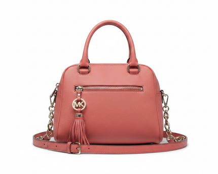 Michael Kors Pink Pebbled Leather Tassel Satchel Bag